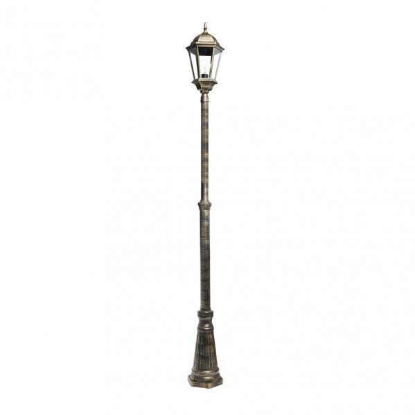 Farola Exterior Aluminio Regulus 1xe27 Negro/oro 230x25x25 Cm Regulable En Altura Ip44