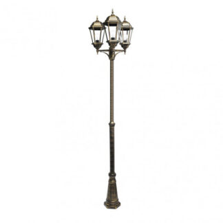 Farola Exterior Aluminio Regulus 3xe27 Neg/oro    230x60x60 Cm Regulable En Altura  Ip44