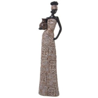 Figura Resina Africana Marrón 14x8x53cm