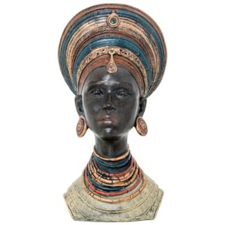 Figura Resina Busto Africana 27x21x50cm