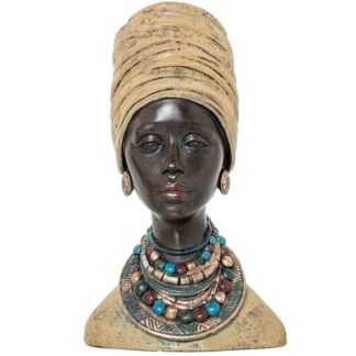 Figura Resina Busto Africana 29x23x48cm