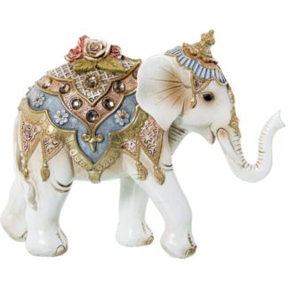 Figura Resina Elefante Blanco/dorado 27x9x20cm