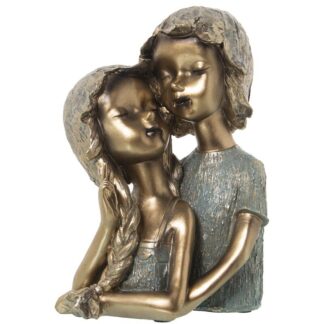 Figura Resina Pareja Niños Dorados 19x15x28cm