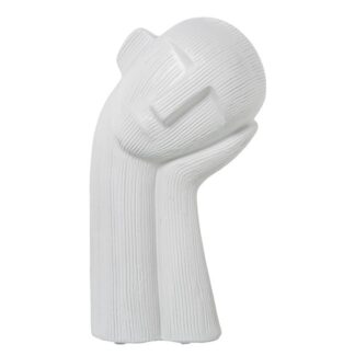 Figura Rostro Pensador Cerámica Blanco 16x13x30cm