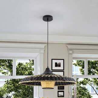 FIJI- LAMP PAPEL TRENZADO NEGRO/NAT