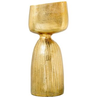 Jarrón Aluminio 38cm Oro Rugoso 16x13x38cm
