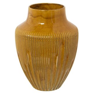 Jarrón Cerámica 24cm Amarillo Reactivo Brillo Ø18x24cm Boca:ø9,5cm