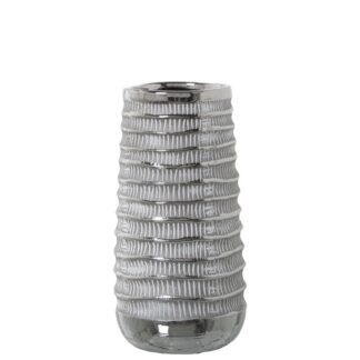 Jarrón Cerámica Blanco/plata Ø13x26cm