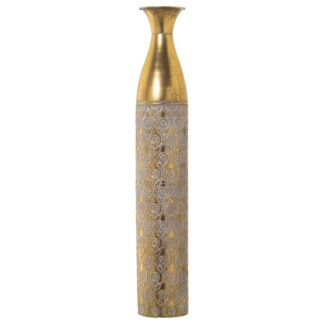 Jarrón Metal Dorado/blanco Ø14x80cm