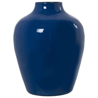 Jarrón Metal Esmaltado Azul Ø21x28cm