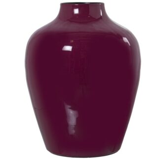 Jarrón Metal Esmaltado Rosa Oscuro Ø21x28cm