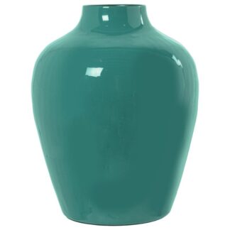 Jarrón Metal Esmaltado Verde Ø21x28cm