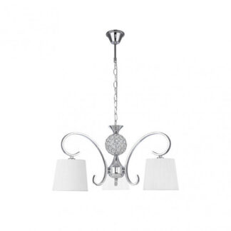 Lampara Bogota 3xe14 Cromo Pantalla Blanca  Regx57x57 Cm