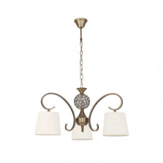 Lampara Bogota 3xe14 Cuero Pantalla Beis Regx57x57 Cm