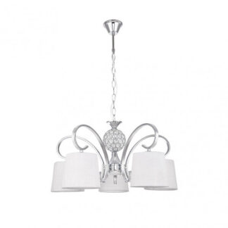 Lampara Bogota 5xe14 Cromo Pantalla Blanca  Regx57x57 Cm
