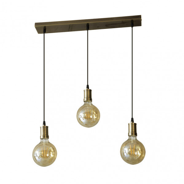 Lampara Celso 3xe27 Cuero/ambar Bombillas Incluidas 24w 2700k 2250lm Regx64x13 Cm