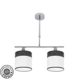 Lampara Cloe 2xe14 Cromo/blanca-madera Negra Regx43x14 cm