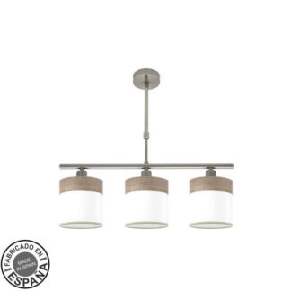 Lampara Cloe 3xe14 Niquel/blanca-madera Gris Regx55x14 cm
