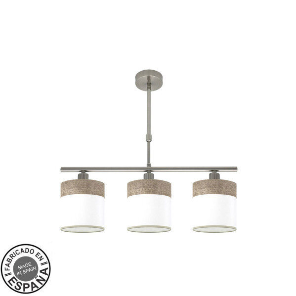 Lampara Cloe 3xe14 Niquel/blanca-madera Gris Regx55x14 cm