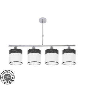 Lampara Cloe 4xe14 Cromo/blanca-madera Negra Regx75x14 cm