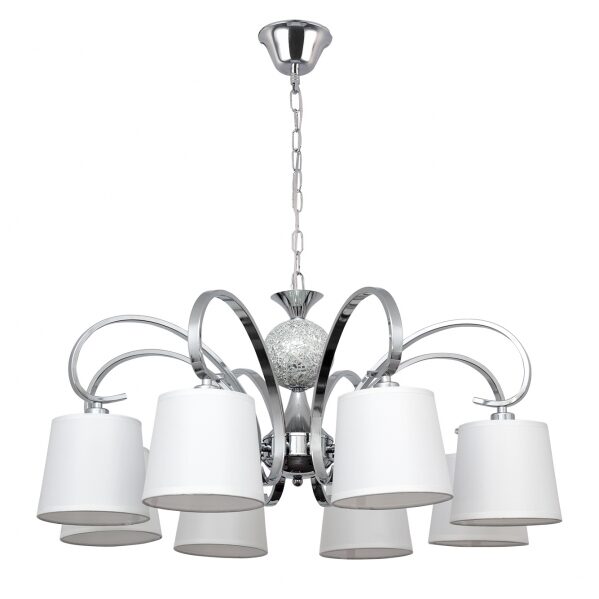 Lampara Concordia 8xe14 Cromo Pantalla Blanca 50-70x78d