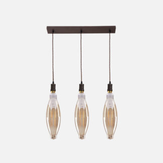 Lampara Elio 3xe27 Marron/ambar  Bombillas   Incluidas 24w 3000k 2550lm Regx64x12 Cm