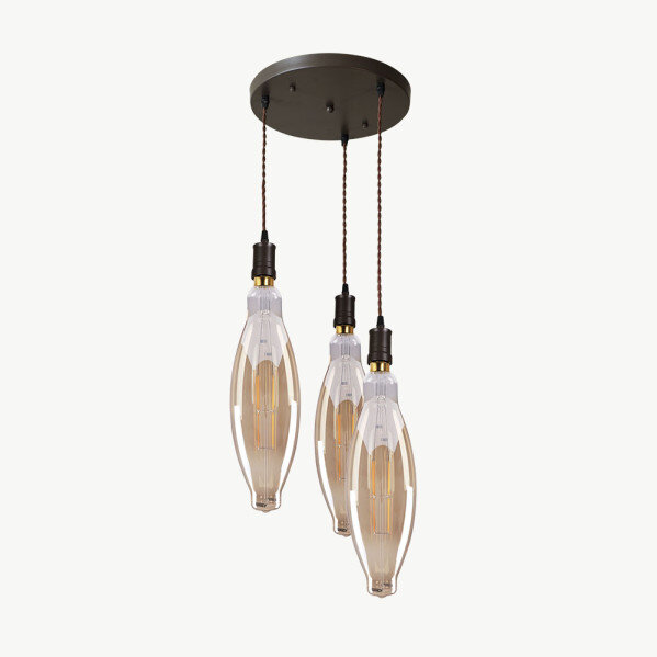 Lampara Elio 3xe27 Marron/ambar Bombillas Incluidas 24w 3000k 2550lm Regx30x30 Cm