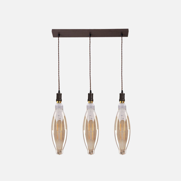 Lampara Elio 3xe27 Marron/ambar Bombillas Incluidas 24w 3000k 2550lm Regx64x12 Cm
