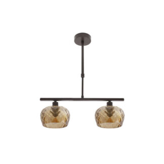 Lampara Estela 2xe14 Marron Regx41x13 Cm C/tulipas  Cristal Tallado Ambar