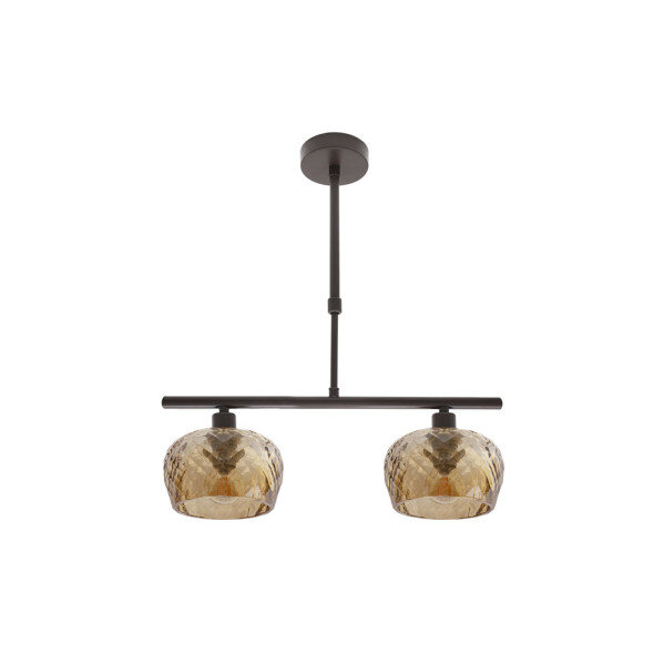 Lampara Estela 2xe14 Marron Regx41x13 Cm C/tulipas Cristal Tallado Ambar