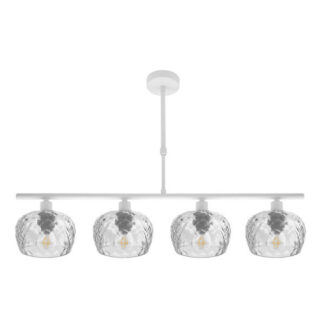 Lampara Estela 4xe14 Blanca Regx75x13 Cm C/tulipas Cristal Tallado Transparente
