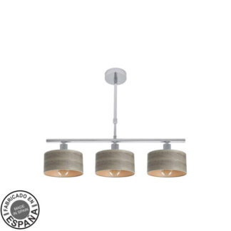Lampara Gilda 3xe14 Cromo/madera Gris Regx55x14 Cm