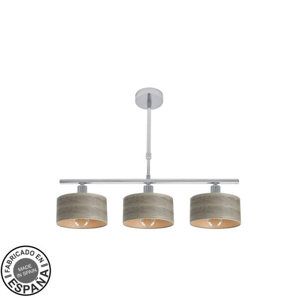 Lampara Gilda 3xe14 Cromo/madera Gris Regx55x14 Cm