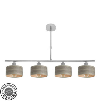 Lampara Gilda 4xe14 Cromo/madera Gris Retgx76x14 Cm