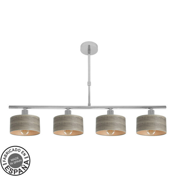 Lampara Gilda 4xe14 Cromo/madera Gris Retgx76x14 Cm