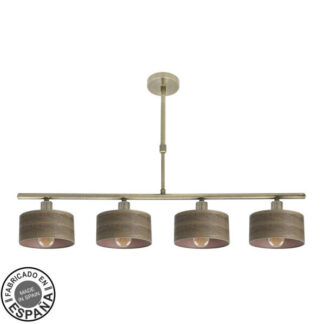 Lampara Gilda 4xe14 Cuero/madera Oscura Regx76x14 Cm
