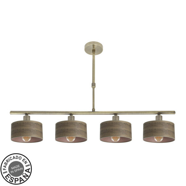 Lampara Gilda 4xe14 Cuero/madera Oscura Regx76x14 Cm