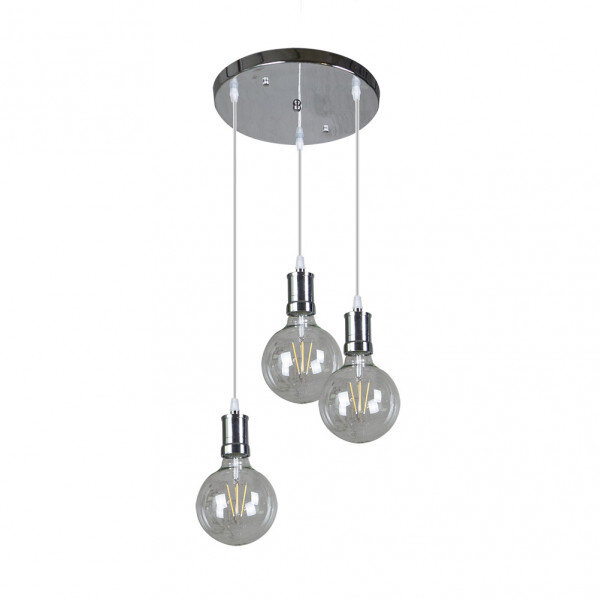 Lampara Prisco 3xe27 Cromo/transparente Bombillas Incluidas 24w 2700k 2550lm Regx36x36 Cm