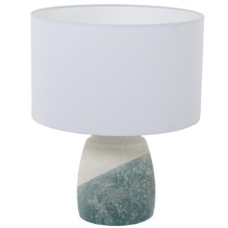 Lámpara Sobremesa Cerámica Beige/azul Text. Arena, 1xe27-60w Ø35x42cm, Base:ø17x20cm