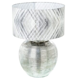 Lámpara Sobremesa Cerámica Plateada+61566, 1xe27, Max 40w Ø45x63cm, Base:ø35x45cm