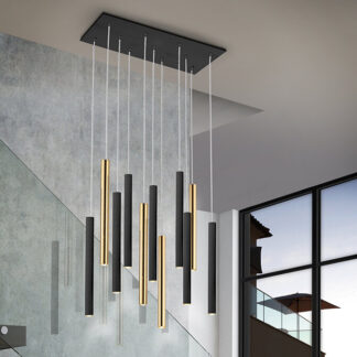 LAMPARA·VARAS·ORO/NEGRO 11L DIMABLE