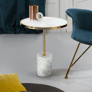 MESA AUX.·DEKALA·BLANCO/ORO Ø46
