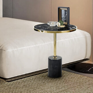 MESA AUX.·DEKALA·NEGRO/ORO Ø46
