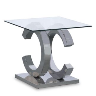 Mesa Auxiliar Cristal Acero Brillo +91061+91062 55x55x50cm, Cristal Temp:8mm