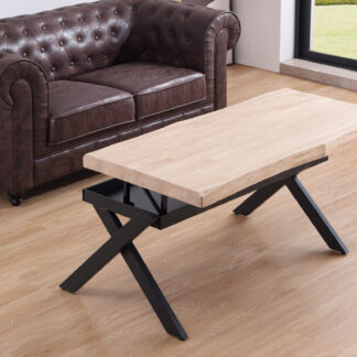 MESA CENTRO ELEVABLE XENA 120 X 66 CM TAPA CON FORMA ROBLE NORDISH  / NEGRO.