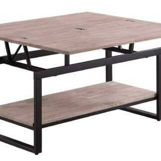 MESA CENTRO ELEVABLE Y EXTENSIBLE STEVE 100 x 45 CM ROBLE HONEY / NEGRO.