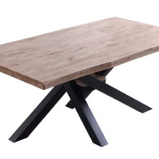 MESA COMEDOR FIJA XENA 180 x 100 CM ROBLE HONEY / NEGRO TAPA CON FORMA.