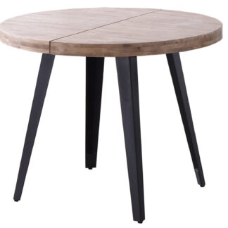 MESA COMEDOR REDONDA EXTENSIBLE BERG 100 - 140 - 180 CM  ROBLE HONEY / NEGRO.