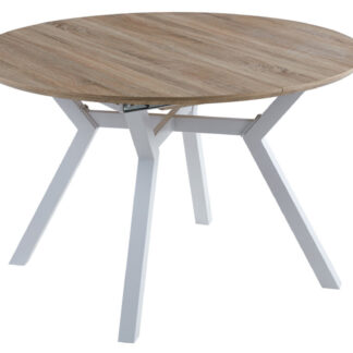 MESA COMEDOR REDONDA EXTENSIBLE DELTA 120 - 160 CM OAK / BLANCO.