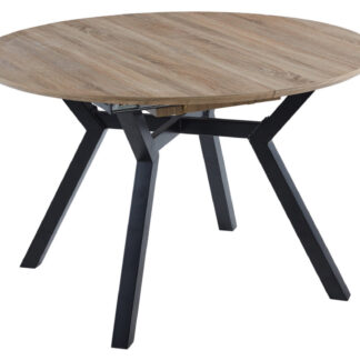 MESA COMEDOR REDONDA EXTENSIBLE DELTA 120 - 160 CM OAK / NEGRO.